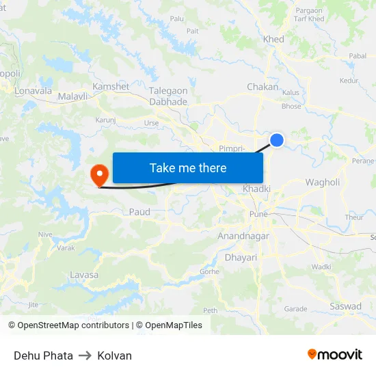 देहू फाटा to कोल्वन map