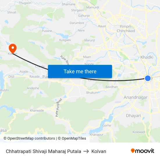 छत्रपति शिवाजी महाराज पुतळा to कोल्वन map