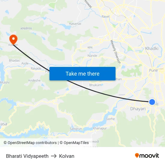 भारती विद्यापीठ to कोल्वन map
