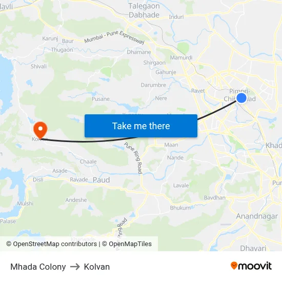 म्हाडा कॉलोनी to कोल्वन map