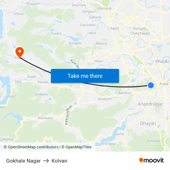 गोखले नगर to कोल्वन map