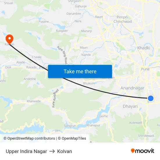 अप्पर इंदिरा नगर to कोल्वन map