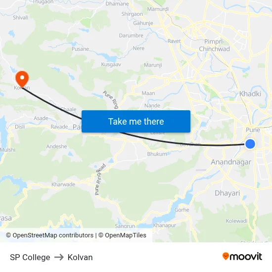 एसपी कॉलेज to कोल्वन map