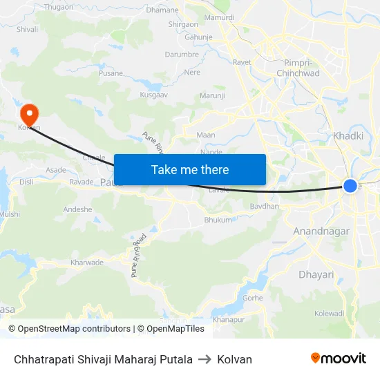 छत्रपति शिवाजी महाराज पुतळा to कोल्वन map