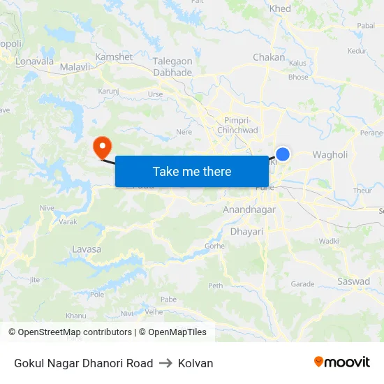 गोकुल नगर धानोरी रोड to कोल्वन map
