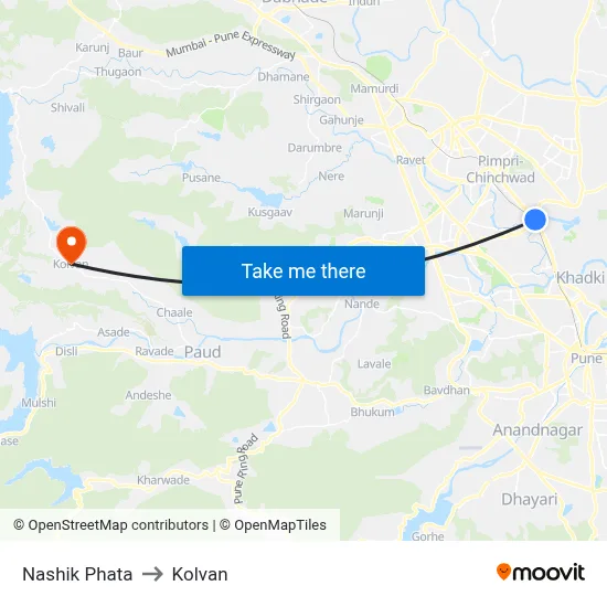 नाशिक फाटा to कोल्वन map