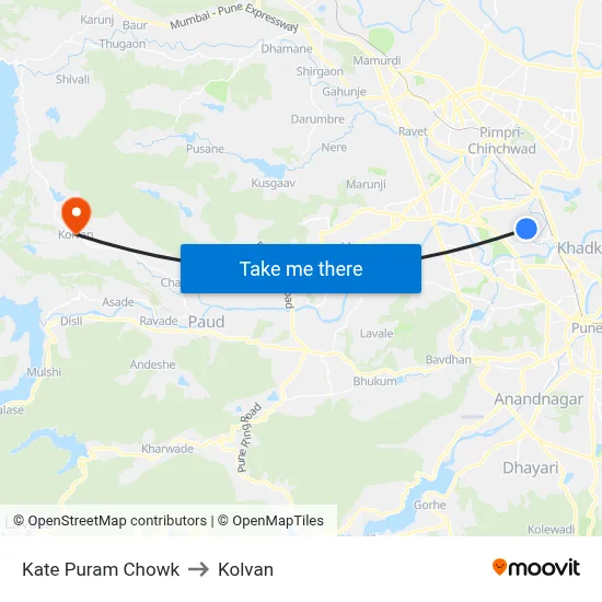 काटे पुरम चौक to कोल्वन map