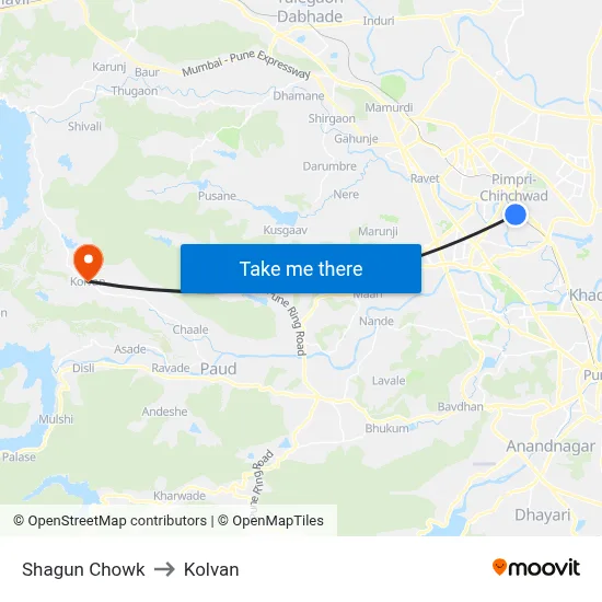 शगुन चौक to कोल्वन map