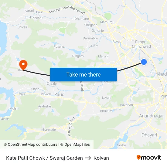 काटे पाटिल चौक / स्वराज गार्डन to कोल्वन map