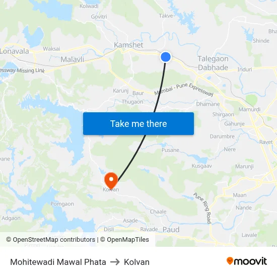 मोहितेवाडी मावल फाटा to कोल्वन map
