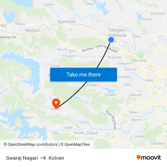 स्वराज नगरी to कोल्वन map