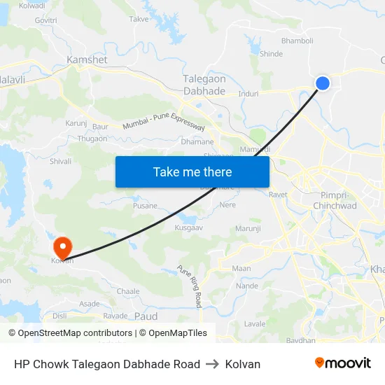 एचपी चौक तळेगाव दाभाडे रोड to कोल्वन map