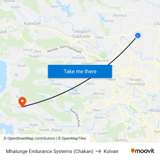 म्हालुंगे एंड्योरेंस सिस्टम्स (चाकण) to कोल्वन map