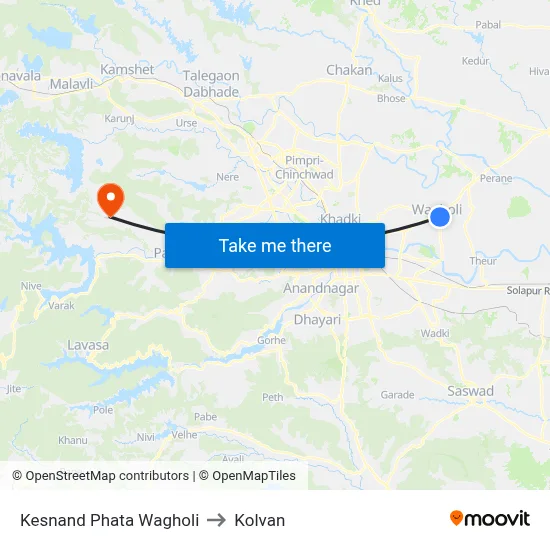 केसनंद फाटा वाघोली to कोल्वन map