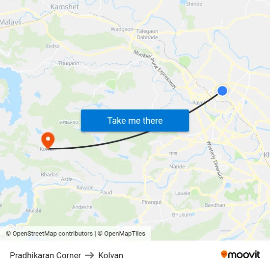 प्राधिकरण कॉर्नर to कोल्वन map