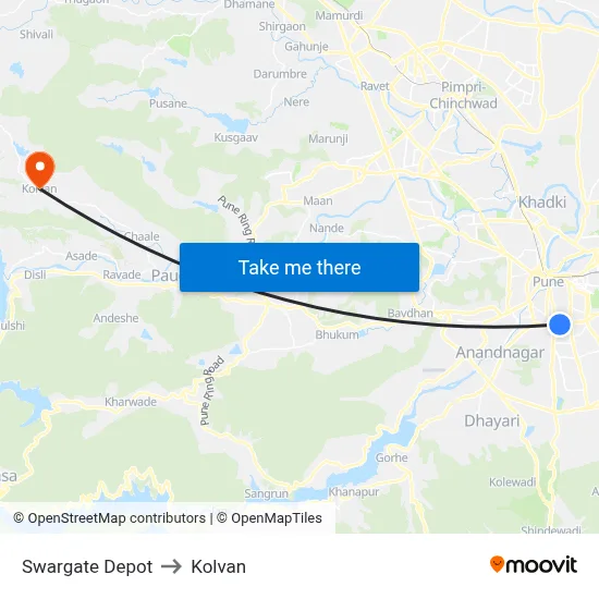 स्वारगेट डेपो to कोल्वन map