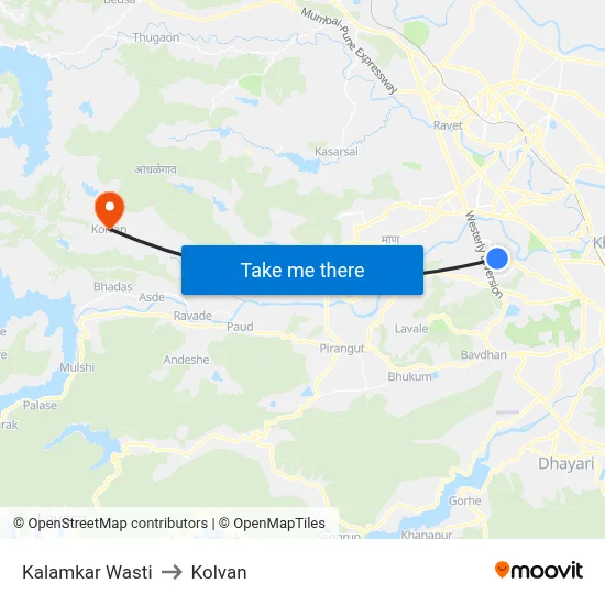 कलामकर वस्ती to कोल्वन map