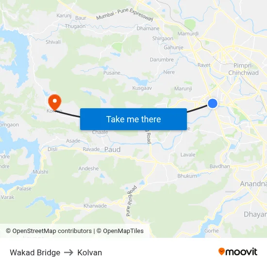 वाकड़ पुल to कोल्वन map