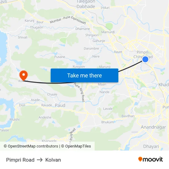 पिंपरी रोड to कोल्वन map