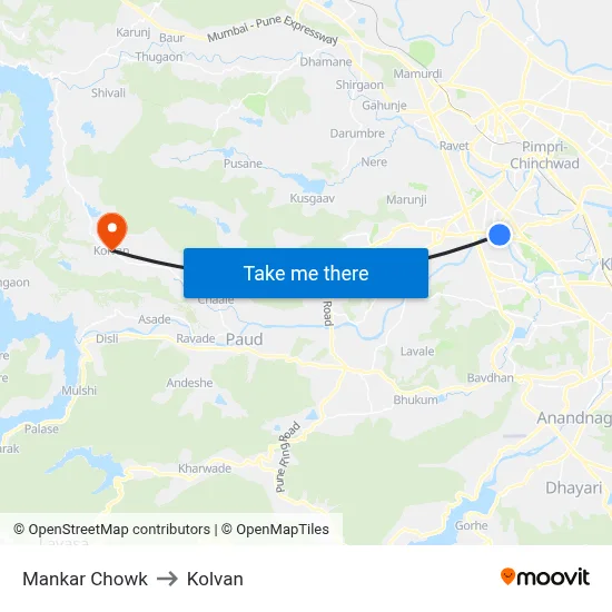 मानकर चौक to कोल्वन map