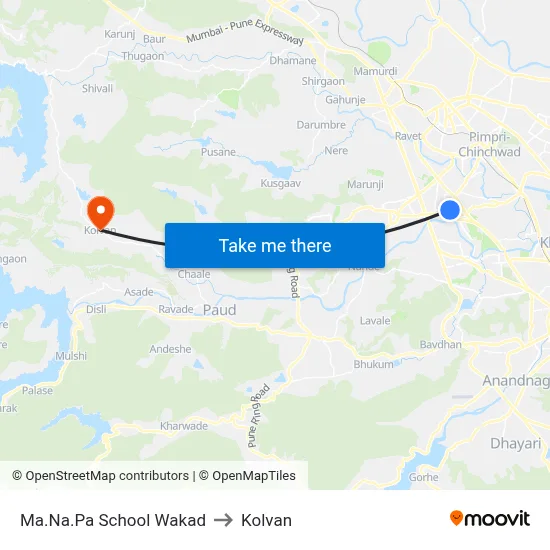 मा.न.पा स्कूल वाकड to कोल्वन map