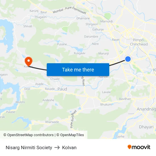 निसर्ग निर्मिती सोसायटी to कोल्वन map