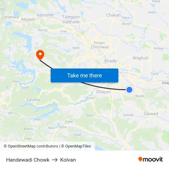 हंडेवाडी चौक to कोल्वन map