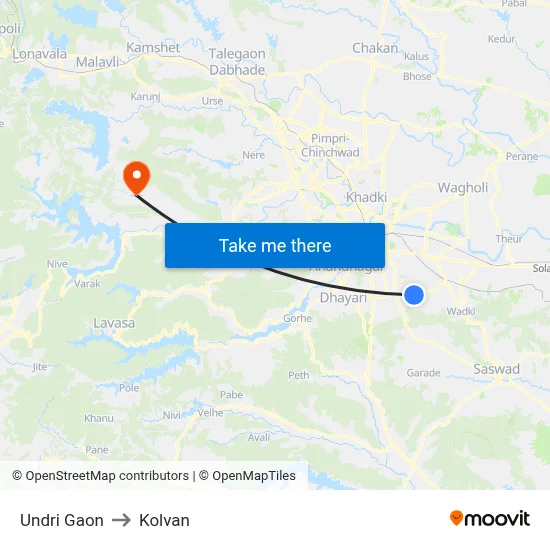 उंद्री गाव to कोल्वन map