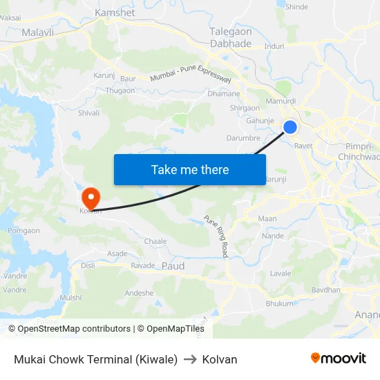 मुकाई चौक टर्मिनल (किवले) to कोल्वन map