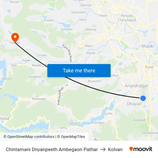 Chintamani Dnyanpeeth Ambegaon Pathar to कोल्वन map