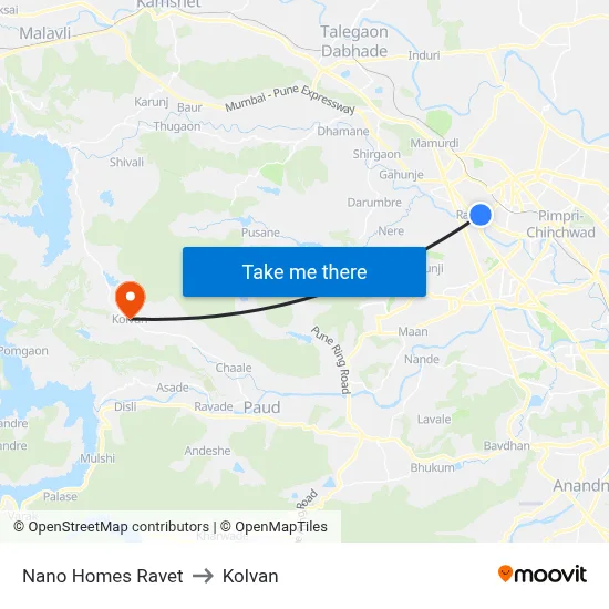 नानो होम्स रावेत to कोल्वन map