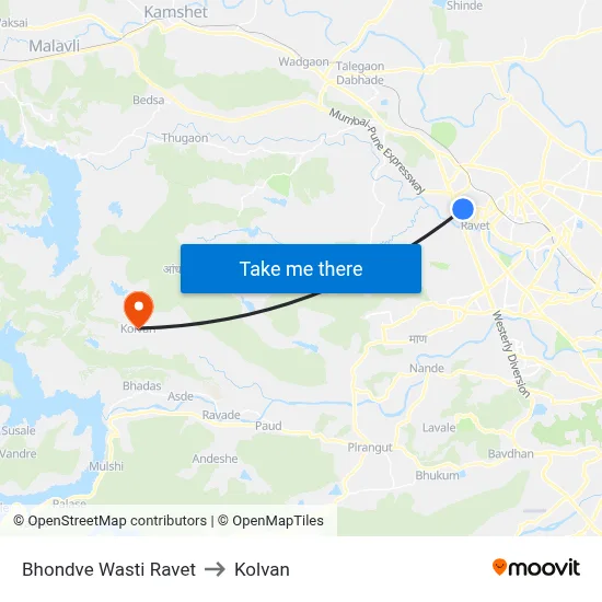 भोंडवे वस्ती रावेत to कोल्वन map