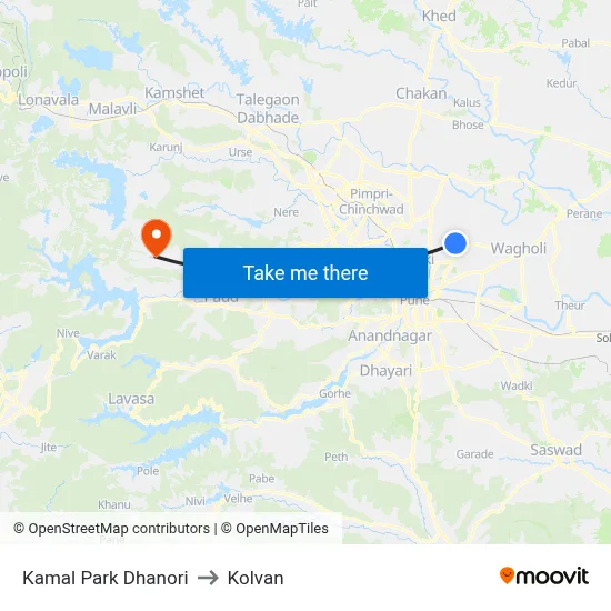 कमल पार्क धानोरी to कोल्वन map