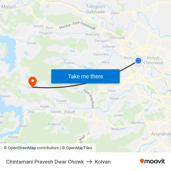 चिंतामणी प्रवेश द्वार चौक to कोल्वन map