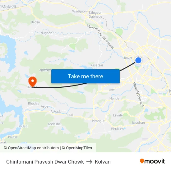 चिंतामणी प्रवेश द्वार चौक to कोल्वन map