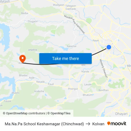 मा.न.पा स्कूल केशवनगर (चिंचवड) to कोल्वन map