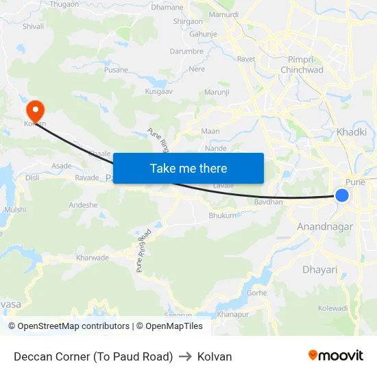 डेक्कन कॉर्नर (टू पौड रोड) to कोल्वन map