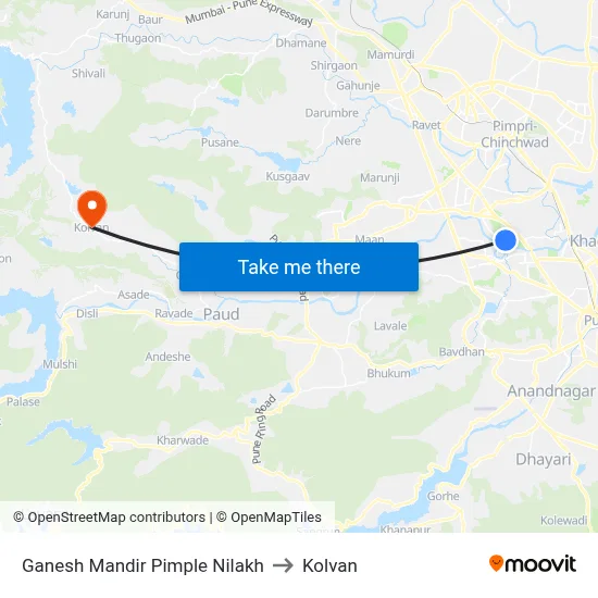 गणेश मंदिर पिंपले निलख to कोल्वन map