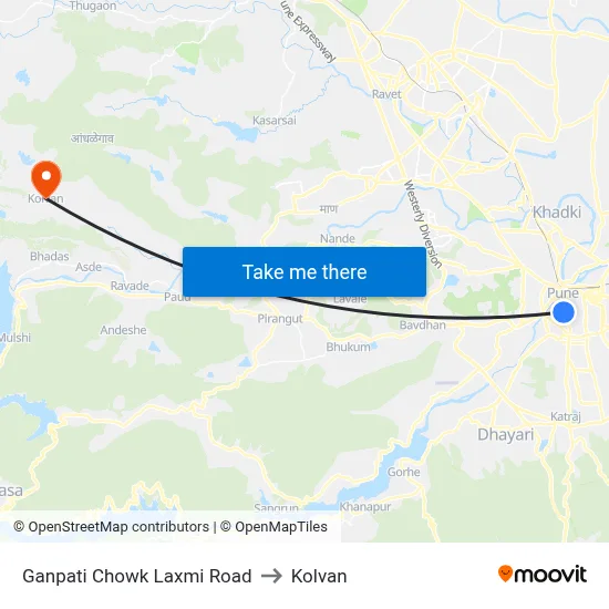 गणपति चौक लक्ष्मी रोड to कोल्वन map