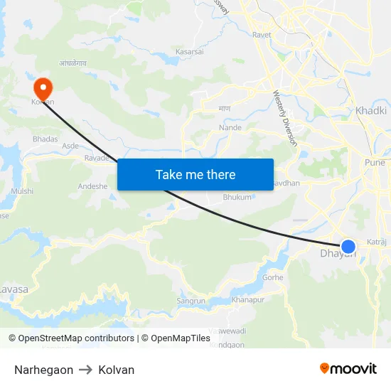 नरहेगाव to कोल्वन map