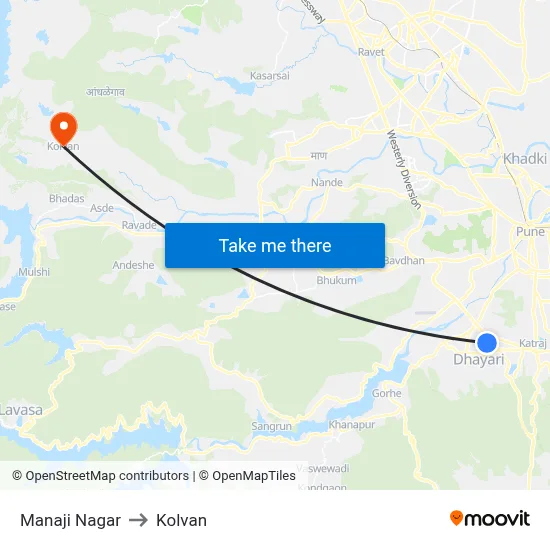 मनाजी नगर to कोल्वन map