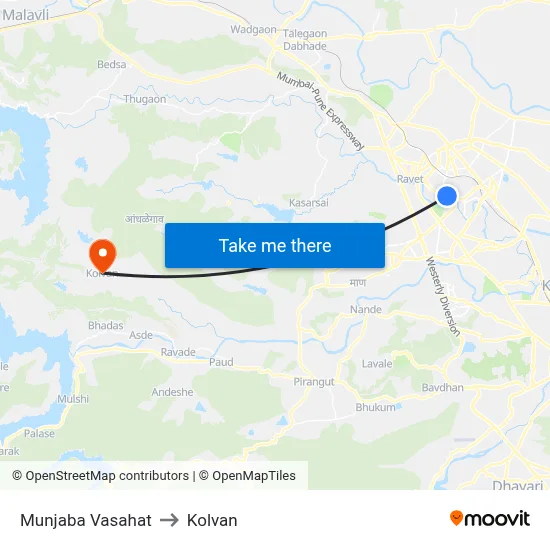 मुंजाबा वसाहत to कोल्वन map