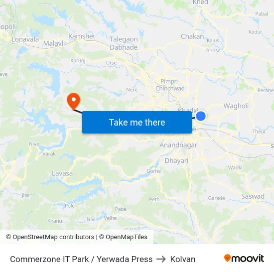 कॉमरझोन आईटी पार्क / येरवाडा प्रेस to कोल्वन map