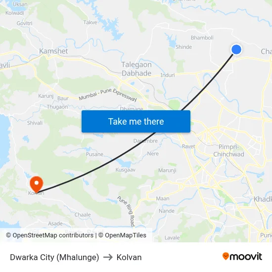 द्वारका सिटी (म्हालुंगे) to कोल्वन map