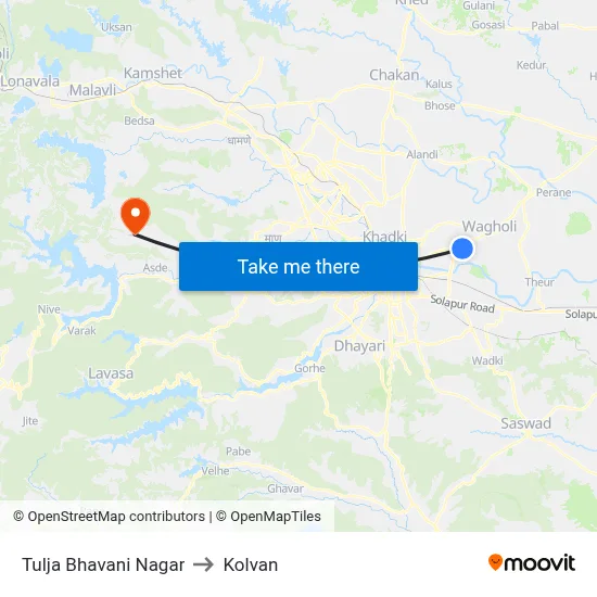 तुळजा भवानी नगर to कोल्वन map