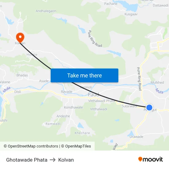 घोटावडे फाटा to कोल्वन map