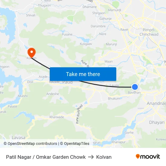 पाटील नगर / ओमकार गार्डन चौक to कोल्वन map