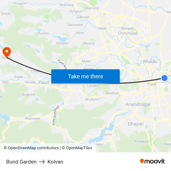 बुंद गार्डन to कोल्वन map