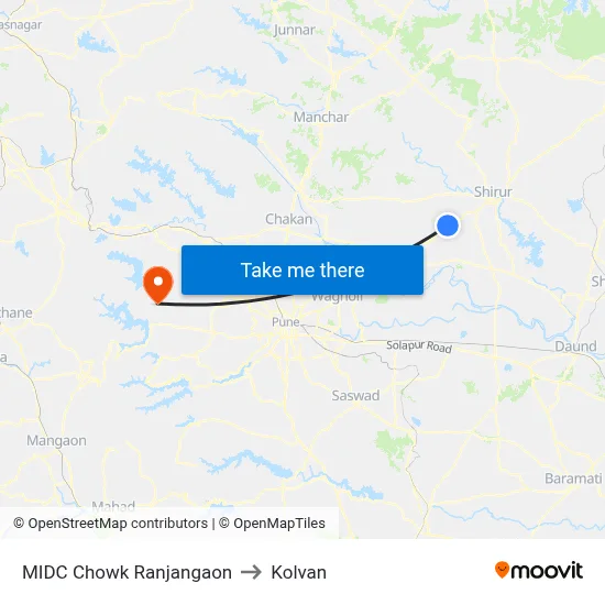 एमआईडीसी चौक रंजनगांव to कोल्वन map