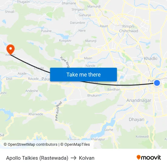 अपोलो टॉकीज (रस्तेवाडा) to कोल्वन map